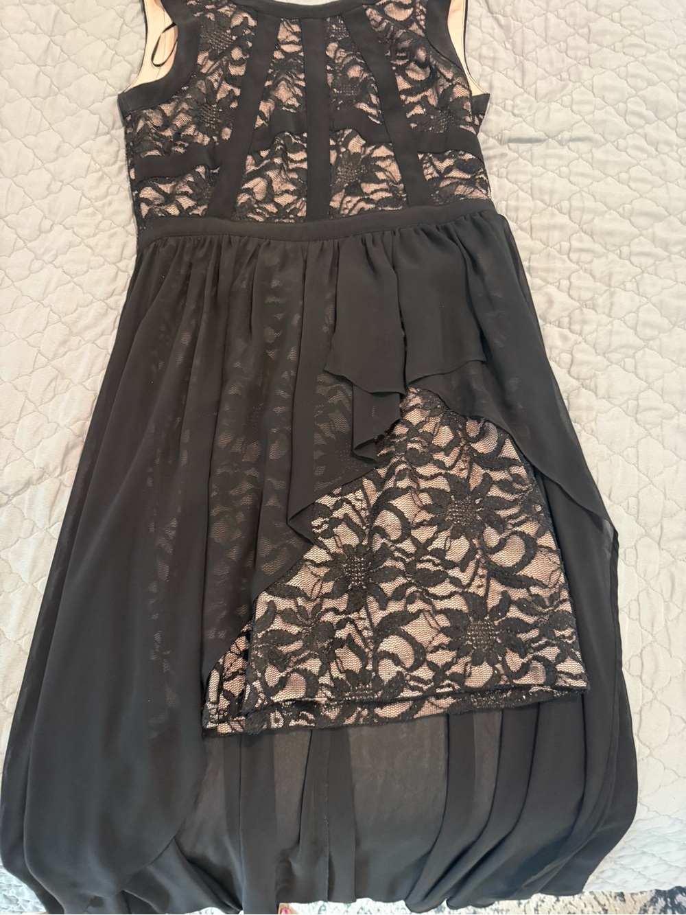 Night Way Collections Black Lace High-Low Cocktail Dress